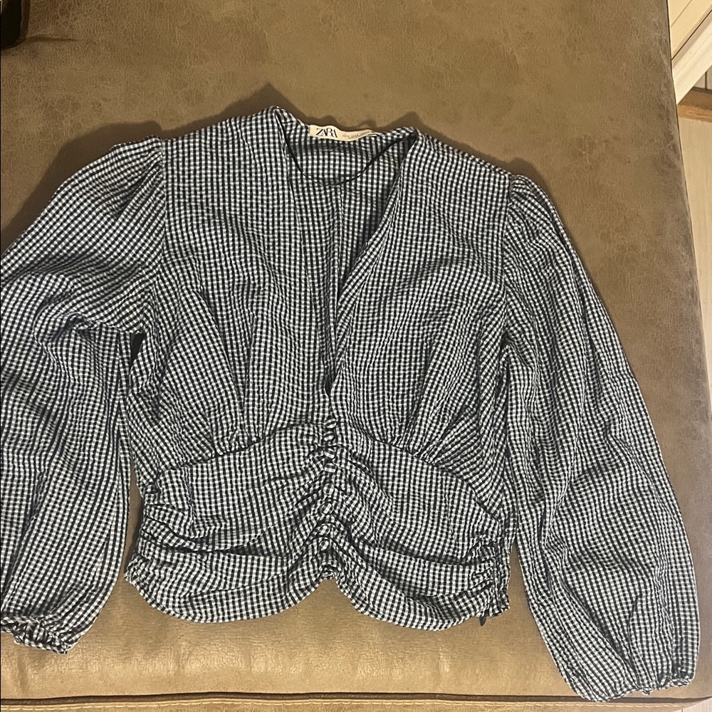Zara Monochrome Gingham Blouse